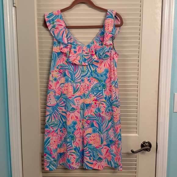 Lilly Pulitzer Alessa Swing Ruffle Collar Dress Multi Tropical Punch Medium NWT - Picture 3 of 7